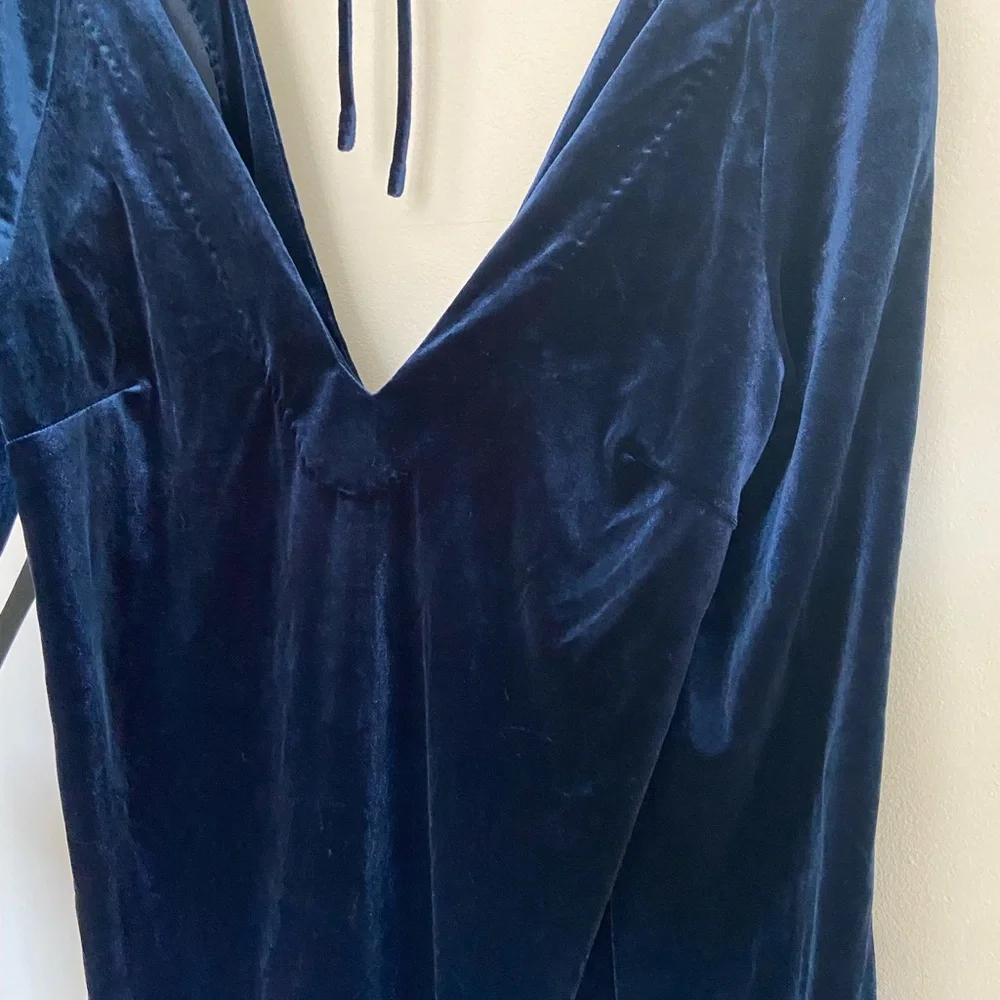 Free People midnight blue velvet balloon sleeve dress - Picture 10 of 14